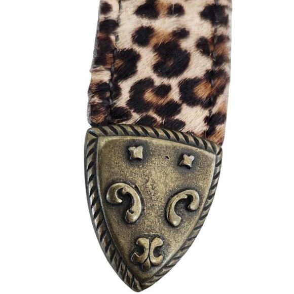 Vintage Sand Castle Paris Belt Womens Leopard Mesh Fur Bronze Metallic Buckle ML